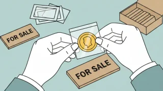 person packing a coin for sale